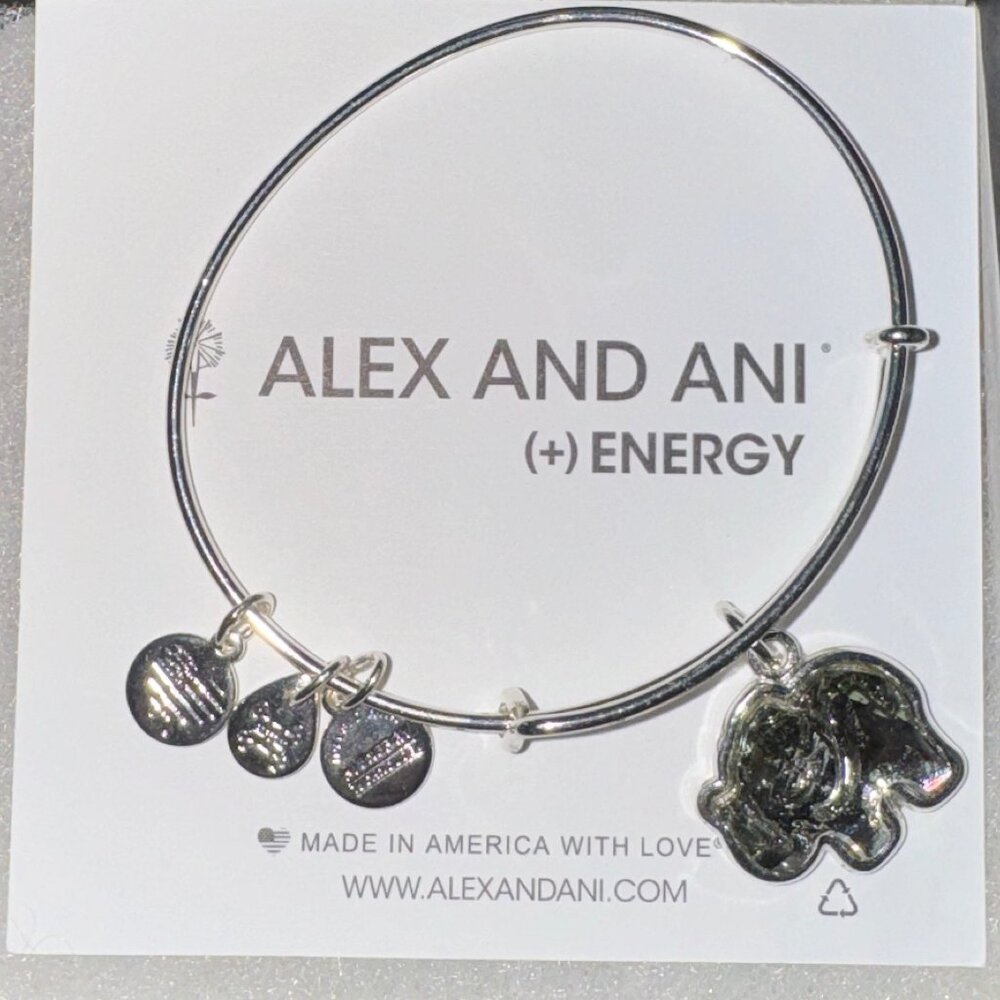 Alex and Ani Elephant Charm Bangle – Silver Tone